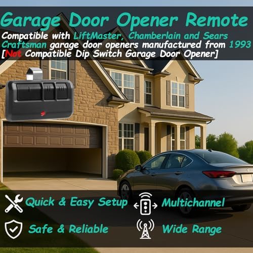 3 Replacement Garage Door Opener Remote,𝐎𝐧𝐥𝐲 Compatible with Liftmaster Chamberlain Sears Craftsman Garage Door Opener Remote 893MAX,Black,3 Pack