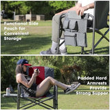 Oversized Directors Camping Chair Set of 2 Support 600 LBS, Heavy Duty Folding Outdoor Chairs with Detachable Side Pocket and Adjustable Side Table for Outside Beach,Lawn,Fishing (Red)