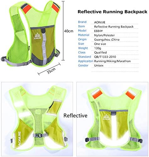 AONIJIE Men Women Ultralight Running Vest Pack Reflective Breathable Hydration Backpack for Hiking Camping Marathon Cycling Race (Gray- with 2 pcs 250ml Bottles)