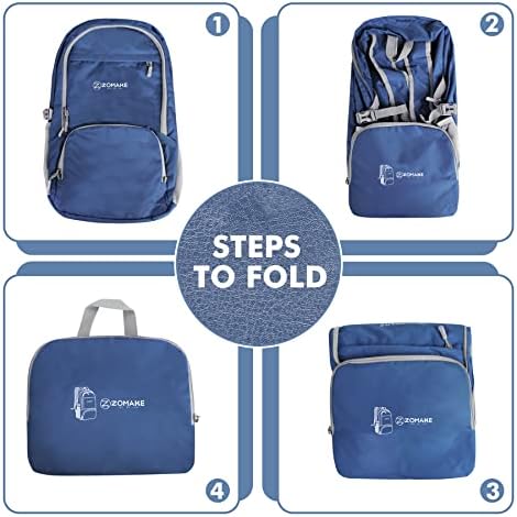 ZOMAKE Lightweight Packable Backpack 30L, Foldable Hiking Backpacks Water Resistant Compact Folding Daypack for Travel(Navy Blue)