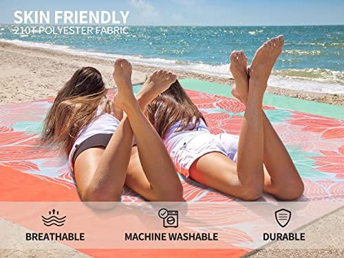 Beach Blanket Waterproof Sandproof Extra Large Beach Mat 79" X 83"/120"x108"for 1-8 Adults Quick Drying Durable Outdoor Picnic Mat for Beach Travel Camping Hiking