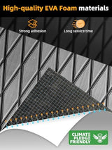 FOCEAN Boat Flooring EVA Foam Boat Decking Marine Mat Non-Slip Self-Adhesive Flooring Sheet for Motorboat Kayak Surfboard Garden Floor Swimming Pools, 94.5''x 15.7'', Grey with Black Lines