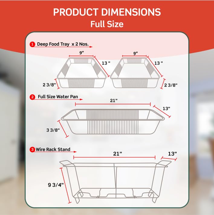 5 Pack - Disposable Chafing Dish Buffet Set - Large Full Size (52 pcs) – Catering Food Warmers with Half-Sized Serving Pans, Lids, Racks, Utensils & Fuel Cans - Perfect for Buffets & Food Serving