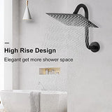 NearMoon S Shaped Shower Head Riser Pipe, Shower Extender Arm with Flange, Standard 1/2" Connection- Bathroom Accessory, 12 Inch (1 Pack, Matte Black)