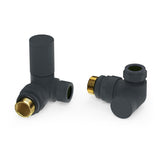 VANCOCO Anthracite 15mm /1/2'' Towel Rail Valves, Round Head Manual Radiator Valve Standard Connection for Central Heating Modern Bathroom（Corner）