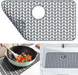 Sink Protectors for Kitchen Sink 16x12 & 18x12 & 19x13 & 24x12.5 & 26x14 & 28x14 & 29x15,Silicone Kitchen Sink mats Protector for Bottom of Farmhouse Sink(26"x14"Rear Drain Gray)