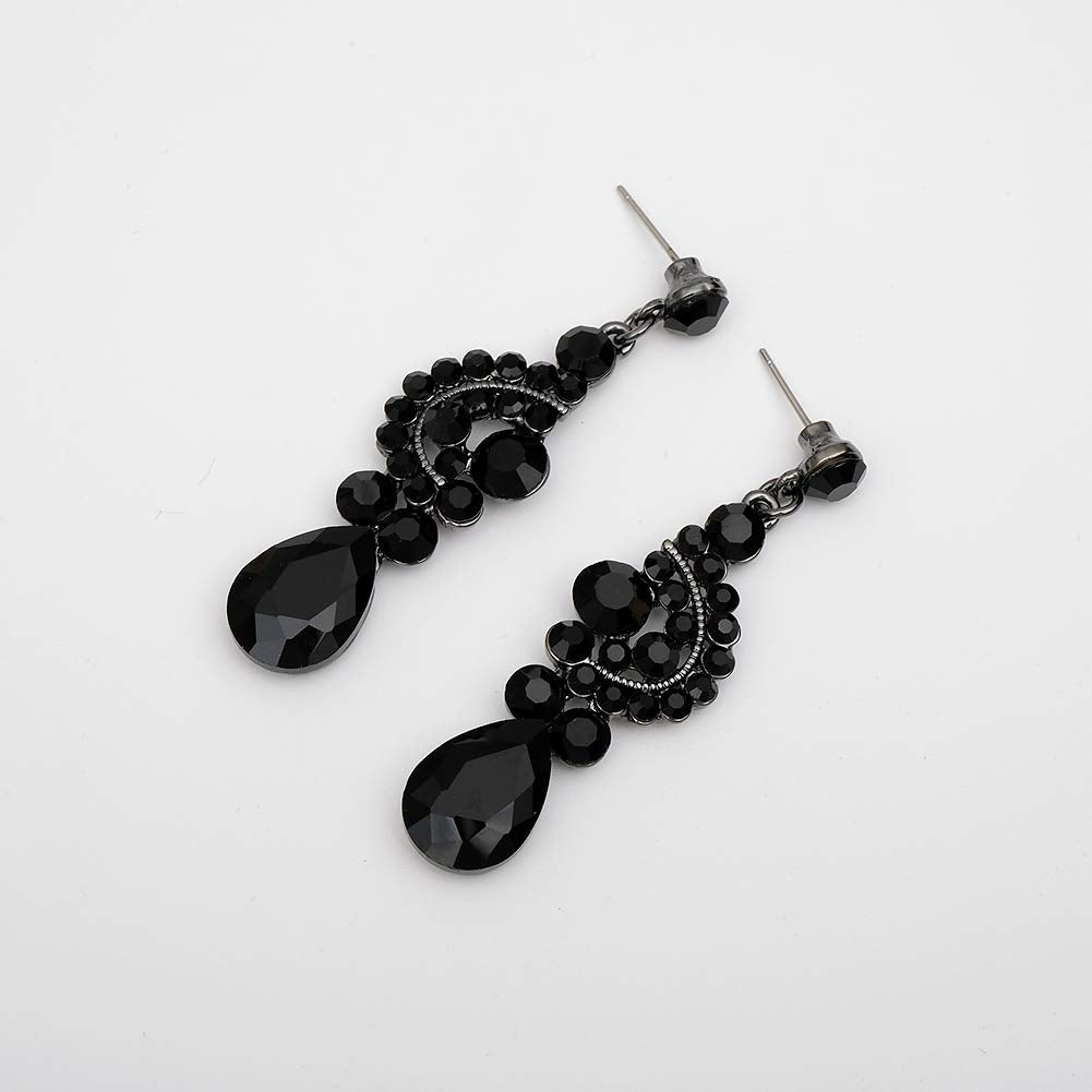 CSY Elegant Costume Jewelry Sets for Wedding Party Prom (Black)