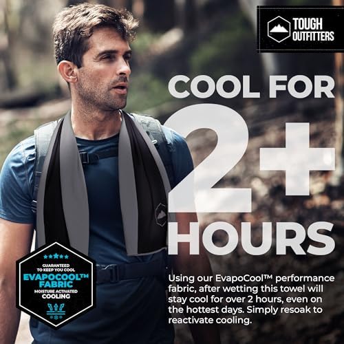 Tough Outdoors Cooling Towel - Cooling Towels for Neck & Face - Ice Wrap & Sweat Rag for Camping Gym Yoga & Sports - Workout Towel for Gym Sweat - Cool Towels for Extreme Heat