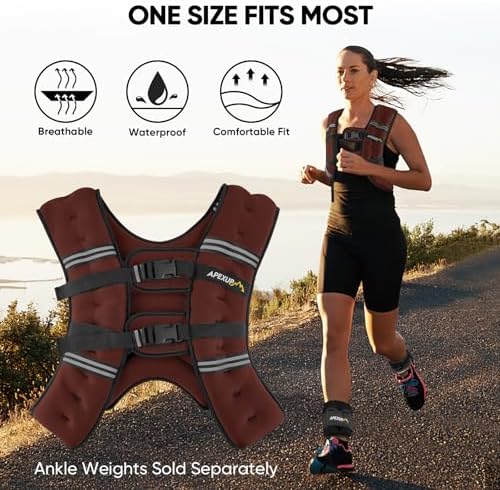 APEXUP Weighted Vest with 5lbs/10lbs/15lbs/20lbs/25lbs/30lbs Weights and Reflective Stripe, Weight Vest Men Women for Workout, Strength Training, Running