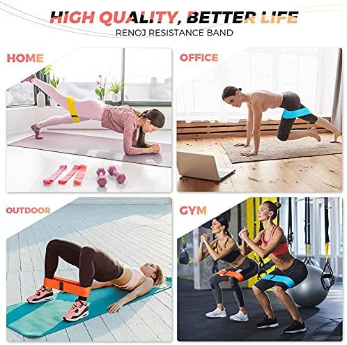 Renoj Resistance Bands, Exercise Workout Bands for Women and Men, 3 Set of Stretch Bands for Booty Legs for Yoga Starter, Pilates Flexbands