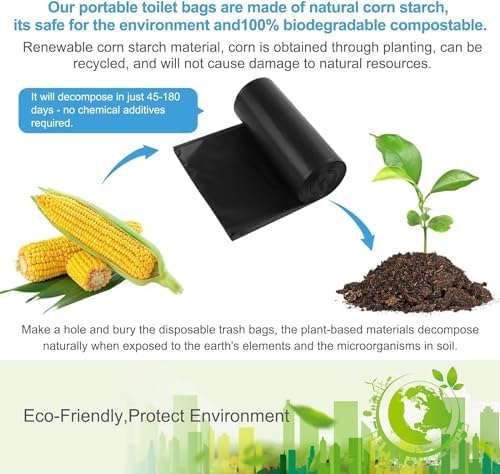 80 Portable Toilet Bags, Camping Toilet Bags, Biodegradable Porta Potty Bags, Thickened Toilet Waste Bags for 5 Gallon Bucket Toilet, Compostable Bags