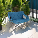 ARROWHEAD OUTDOOR Portable Folding Double Duo Camping Chair Loveseat w/ 2 Cup & Wine Glass Holder, Heavy-Duty Carrying Bag, Padded Seats & Armrests, Supports up to 650lbs, USA-Based Support