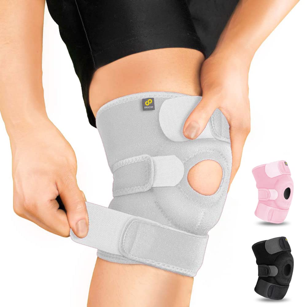 Bracoo Knee Support Brace for Men Women, Adjustable Compression Sleeve Wrap Patellar Pad Tendon - Arthritis Pain, meniscus tear, Injury Recovery, Running, Workout, KS10