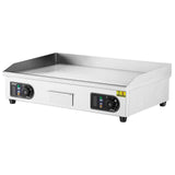 VEVOR Commercial Electric Griddle, 2800W Countertop Flat Top Grill, 122℉-572 ℉ Adjustable Temp, 29in Stainless Steel Griddle Grill with 2 Shovels and 2 Brushes for Home or Restaurant(110V No Plug)