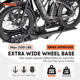 CyberRack E1 Hitch 1-EBike Rack with Ramp,100 lbs Capacity Single Mount Platform Style, Fits Up to 5-inch Fat Tire E-Bike Carrier Rack for 2inch Receiver Cars Trucks SUVs Minivans RV, Trailer