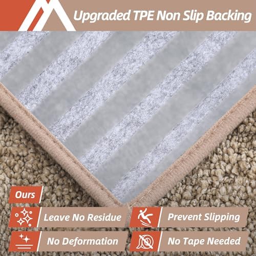 COSY HOMEER Edging Stair Treads Non-Slip Carpet Mat 28inX9in Indoor Stair Runners for Wooden Steps, Edging Stair Rugs for Kids and Dogs, 100% Polyester TPE Backing (10pc, Beige)