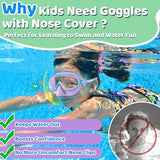 Vvinca Swim Goggles with Nose Cover, 2 Pack Wide View Diving Mask Anti-Fog UV No Leak Toddlers Swimming Goggles for Kids 3-15