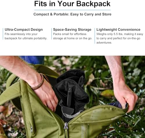 Camping Chairs for Adults, Supports 600 Lbs Lightweight Folding Camping Chair, Collapses to Size of Water Bottle Portable Camping Chair for Outdoor, Beach, Lawn, Travel, Picnics