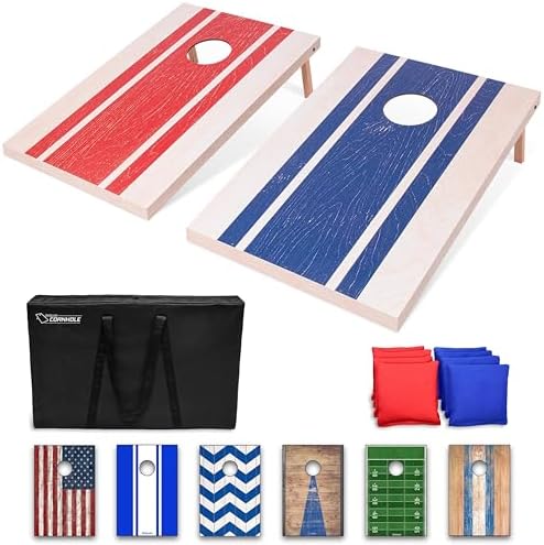 GoSports Portable Cornhole Sets, 8 Styles – Choose 4 x 2 ft or 3 x 2 ft - Boards Include 8 Bean Bags, Travel Case, and Game Rules