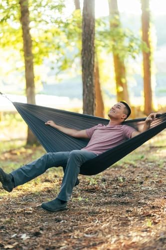 ENO TravelNest Hammock & Straps Combo - Portable Hiking and Camping Hammock with Straps Included - Travel Hammock for Camping, Hiking, Backpacking, a Festival, or The Beach - Charcoal