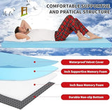 HOMBYS 3 INCH Thick Waterproof Memory Foam Camping Mattress for Outdoor Sleeping, Portable Roll Up Mattress Pad Mat for Travel Truck Bed Tent