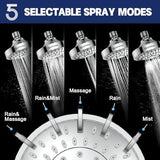 HOPOPRO 5-Mode High Pressure Shower Head - The Washington Post, NBC News, Today TV Show Recommended - High Flow Fixed Showerheads (4 Inch Silver)