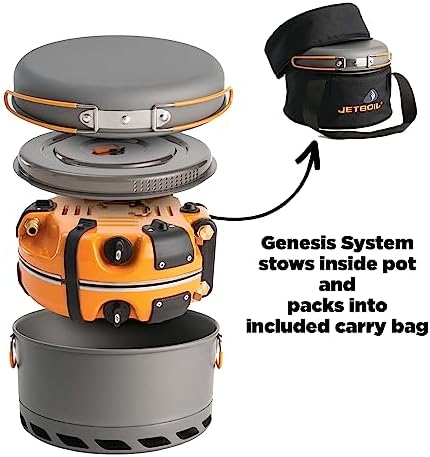 Jetboil Genesis Basecamp Backpacking and Camping Stove Cooking System with Camping Cookware