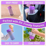 Bentgo Kids Water Bottle - Leak-Proof, Durable Tritan, BPA-Free 15 oz. Cup for Kids/Toddlers Ages 3+, Safe Sip Spout, Carrying Handle, & Dishwasher Safe for School, Sports, Daycare & Camp (Purple)