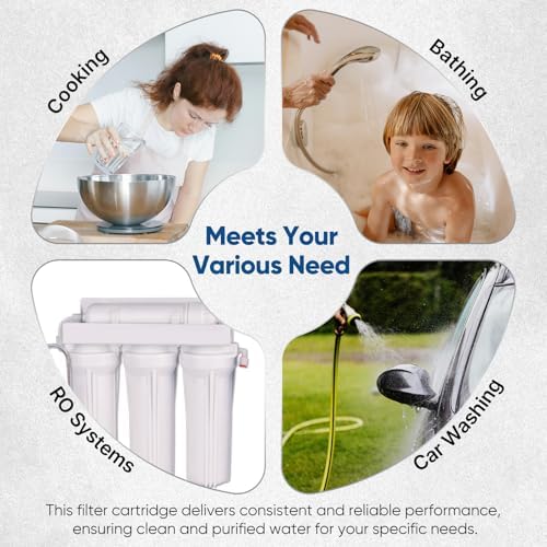 1 Micron 2.5" x 10" Whole House CTO Carbon Water Filter Cartridge Replacement for Under Sink Water Filter System, Dupont WFPFC8002, WFPFC9001, FXWTC, SCWH-5, WHEF-WHWC, WHCF-WHWC, AMZN-SCWH-5, 4Pack