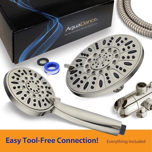 AquaDance for California - 7" Premium High Pressure 3-Way Rainfall Combo for Best of Both Worlds - Enjoy Luxury 6-Setting Rain Showerhead and Hand Held Shower Separately or Together - Nickel Finish