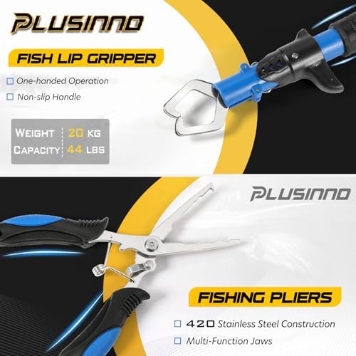 PLUSINNO Fishing Rod and Reel Combos Carbon Fiber Telescopic Fishing Pole with Reel Combo Sea Saltwater Freshwater Kit Fishing Rod Kit