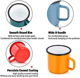 P&P CHEF Enamel Camping Coffee Mug Set of 6, Small Colored Mugs Cups for Family Gathering/Friend Party/Camping/Picnic/Fishing, Lightweight & Portable -12 Ounce, 350ML & Multicolor
