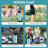 Finderomend Portable Shower for Camping with 7 Spray Modes, Hand Press Camping Shower with Removable Hose and Shower Head,Pressure Rinse Kits for Hiking Traveling Garden Beach Pet Shower