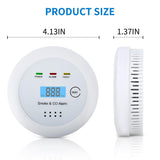 2 in1 Smoke Detector Carbon Monoxide Detector Combo,with LCD Digital Display and Sound Warning Test Button，Battery Powered，Easy Installation, for Home, Bedroom, Kitchen (1PACK)