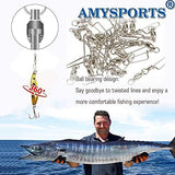 AMYSPORTS High Strength Fishing Snap Swivels Ball Bearing Swivels Stainless Fishing Swivels Saltwater Corrosion Resistance Barrel Swivel for Freshwater Fishing