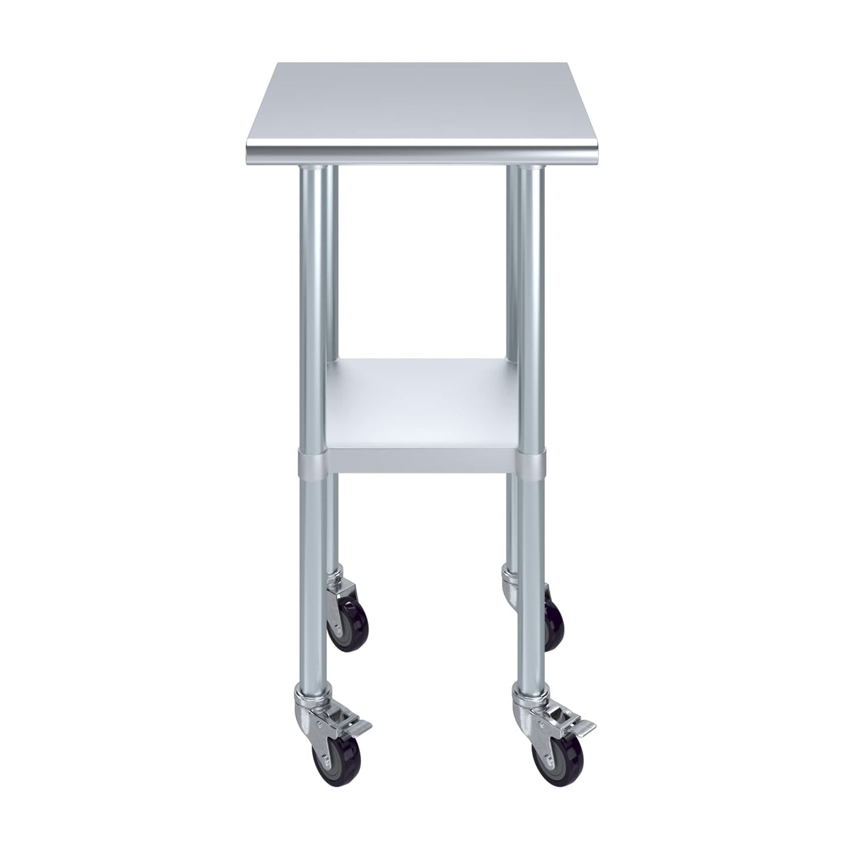 AmGood 20 in. x 20 in. Stainless Steel Work Table with Wheels | Metal Kitchen Food Prep Table | NSF
