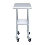AmGood 20 in. x 20 in. Stainless Steel Work Table with Wheels | Metal Kitchen Food Prep Table | NSF