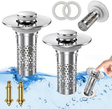 Bathroom Sink Stopper Hair Catcher, Pop-up Sink Drain Strainer with Removable Stainless Steel Strainer Basket Hair Catcher, Bathroom Sink Strainer for Bathroom Sink Stopper Replacement.(New-2PCS)
