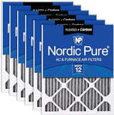 Nordic Pure 20x25x1 (19 1/2 x 24 1/2 x 3/4) Furnace Air Filters MERV 12 Pleated Plus Carbon 6 Pack
