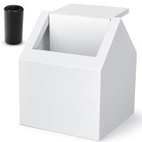 Kritkin Double Entry Sanitary Napkin Receptacle Swing Top Floor Receptacle Tampon Disposal Bin with 100 Black Disposal Liner Bags, Feminine Waste Tampon Holder Bathroom Hygiene Container, White, Metal