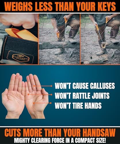 Pocket Chainsaw for Camping - 36 Inch Heavy Duty Steel Hand Chainsaw - 48 Teeth Pocket Saw - 65Mn Hand Chain Saw with Handles - Handy Camping Gear - Bushcraft Survival Gear and Supplies