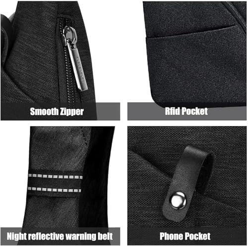 Travel Sling Bag with RFID Pocket, Anti Theft Crossbody Bag for Women Men Casual Chest Outdoor Shoulder Hiking Bag