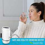 Water Dispenser for 5 Gallon Bottle,Drinking Water Pump Portable Universal USB Charging Water Bottle Pump for 2-5 Gallon with 2 Silicone (White)