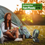 20000mAh Camping Fan, Rechargeable Portable Fan with 400 Lumes Light, 360° Rotatable Hook, 270° Pivot, 4 Speeds, 58Hrs Battery Powered for Tent Car Trip Outdoor BBQ Hurricane Power Outages