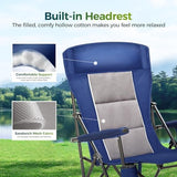 ALPHA CAMP Oversized Folding Camping Chairs High Backrest Heavy Duty Lawn Chairs for Adults Support 500 LBS Portable Camp Chairs with Cup Holders Large Side Pocket for Outdoor