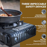 The First Penguin Portable Camping Stove - with Carrying Case 10,000 BTU Great for Emergency Preparedness Kit, High Power Butane Stove, Perfect for Camping, Hiking and Emergency-Grey