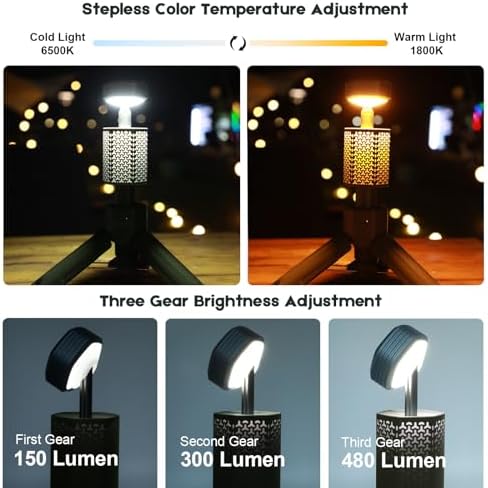 Camping Lights,Telescopic Camping Lantern with Storage Bag,7800mAh Rechargeable Outdoor Adventure Emergency Light,Waterproof LED Work Lights with Magnetic (Grass Green)