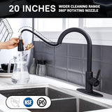 WEWE Kitchen faucets with Pull Down Sprayer, Farmhouse Kitchen Faucet Oil Rubbed Bronze Commercial Modern high arc Stainless Steel Single Handle Single Hole for Utility rv Laundry Sinks