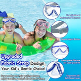 Vvinca Kids-Goggles with Nose Cover, Diving Mask Elastic Fabric Strap Anti Fog Anti Shattered Lens for Kids Swim Goggles 3-14