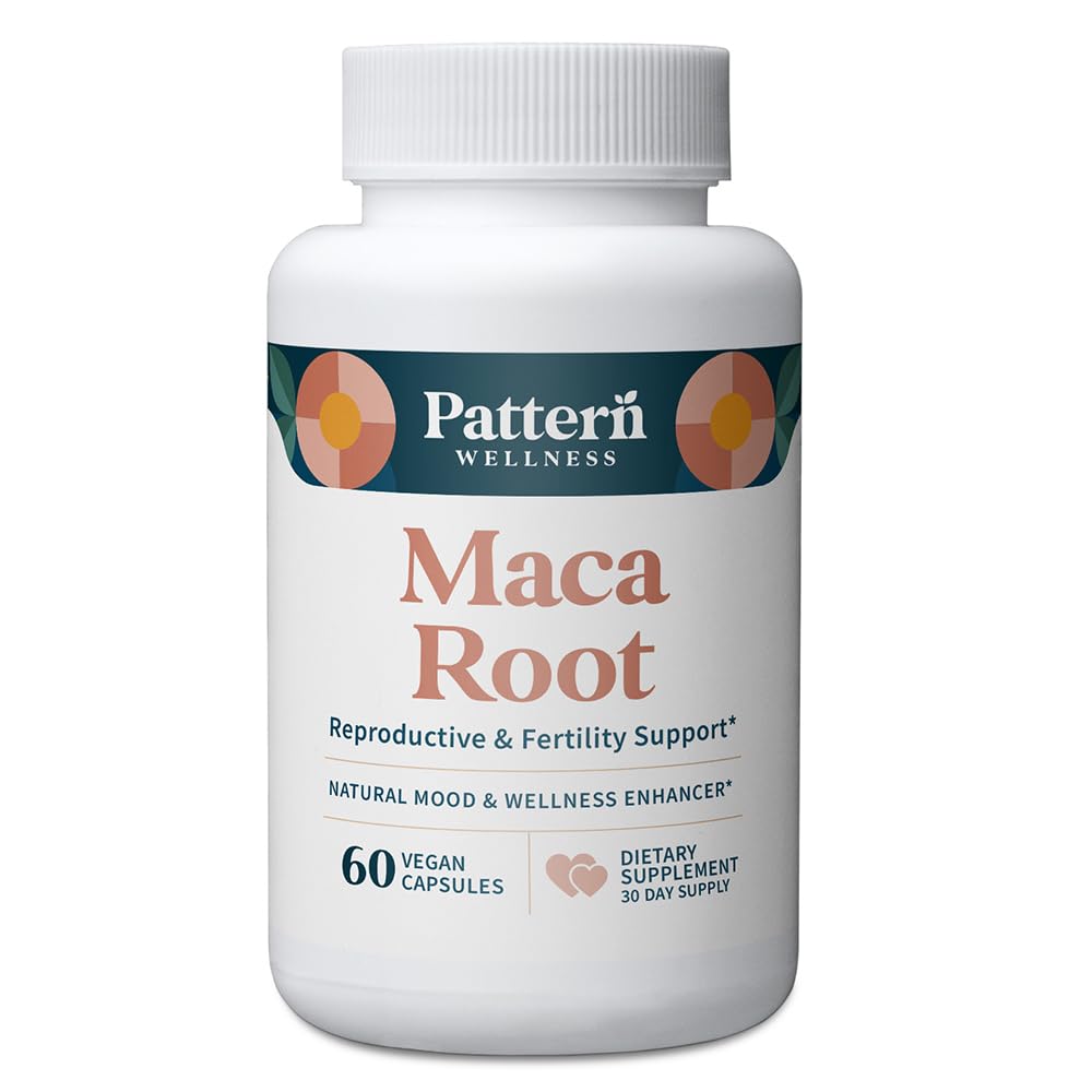 Pattern Wellness Maca Root for Men & Women - 10,000mg - Natural Mood & Wellness Enhancer - Unique Optimum Blend for Fertility, Reproductive & Whole Body Health - 60 Vegan Capsules